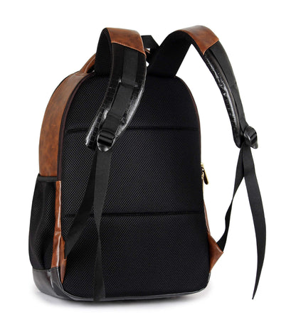 THE CLOWNFISH Sabre Unisex Faux Leather Chestnut Brown 15.6 inch Laptop Backpack | Casual Backpack | School Bag (Chestnut Brown)