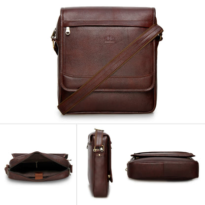 THE CLOWNFISH Leather Laptop Bag - Premium Quality & Multiple Pockets | Ideal for Business | 8.3 Litres | Brown