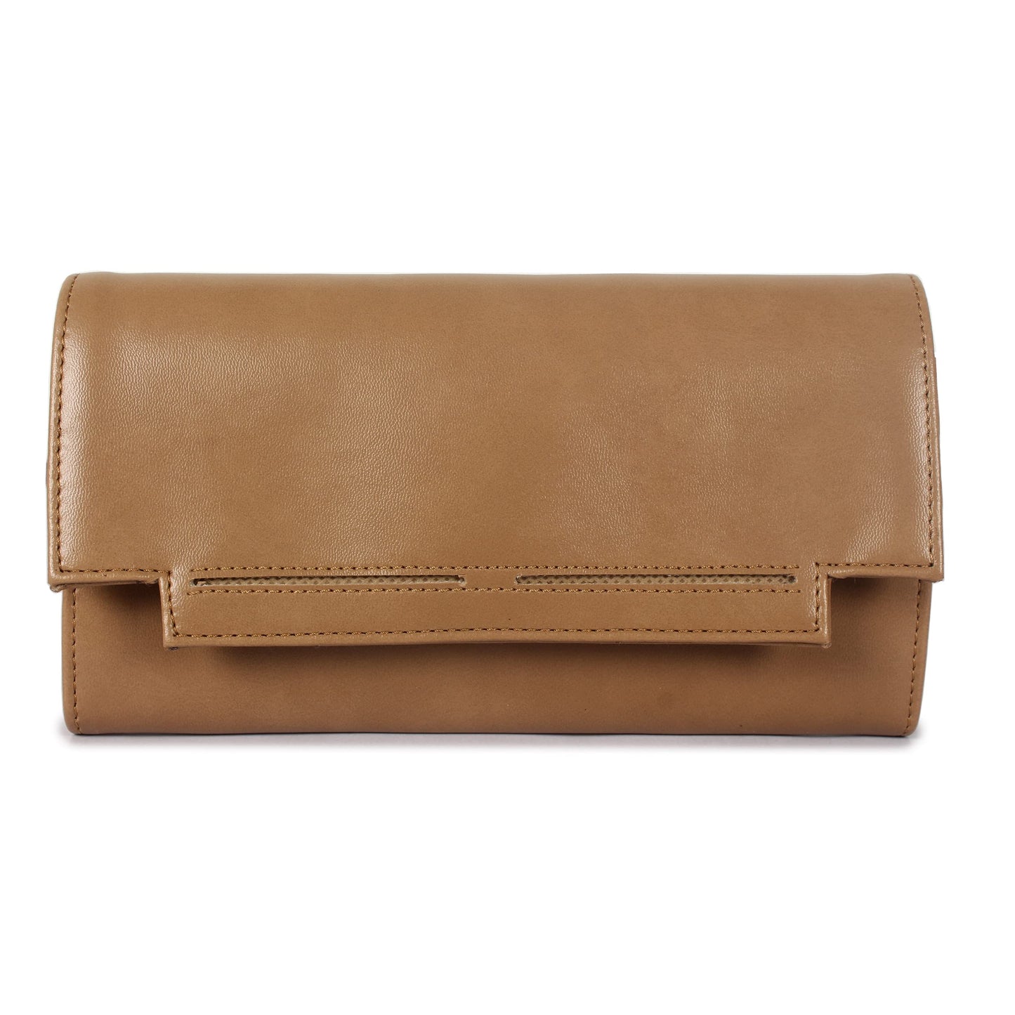 THE CLOWNFISH Laura Collection Womens Wallet Clutch Ladies Purse with multiple card slots (Light Brown)