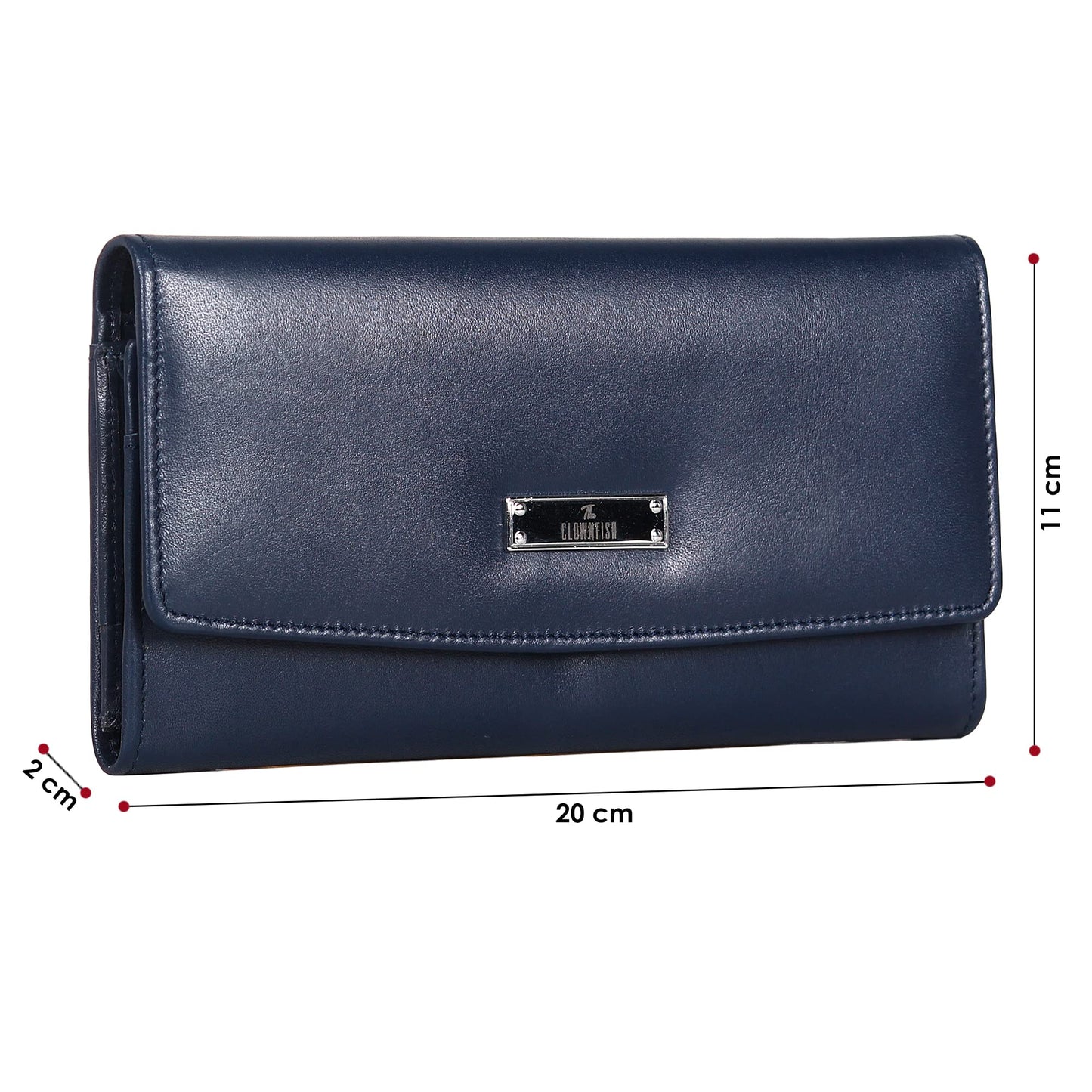THE CLOWNFISH Zia Genuine Leather Bi-Fold Zip Around Wallet for Women with Multiple Card Slots & Coin Pocket (Navy Blue)