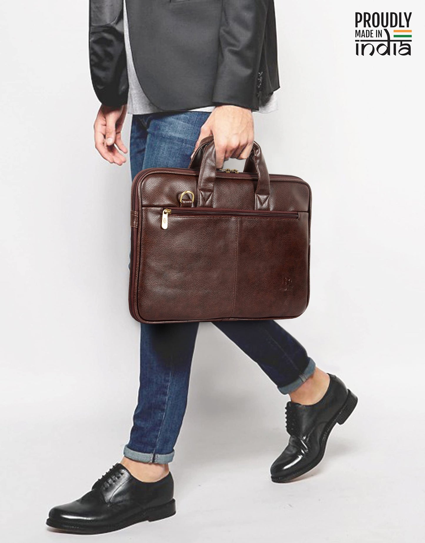 THE CLOWNFISH Cadmus Faux Leather 15.6 inch Laptop Messenger Bag Sling Bag Executive Bag Cross Over Shoulder Bag Office Bag Laptop Briefcase Handbag for Men and Women (Blue)