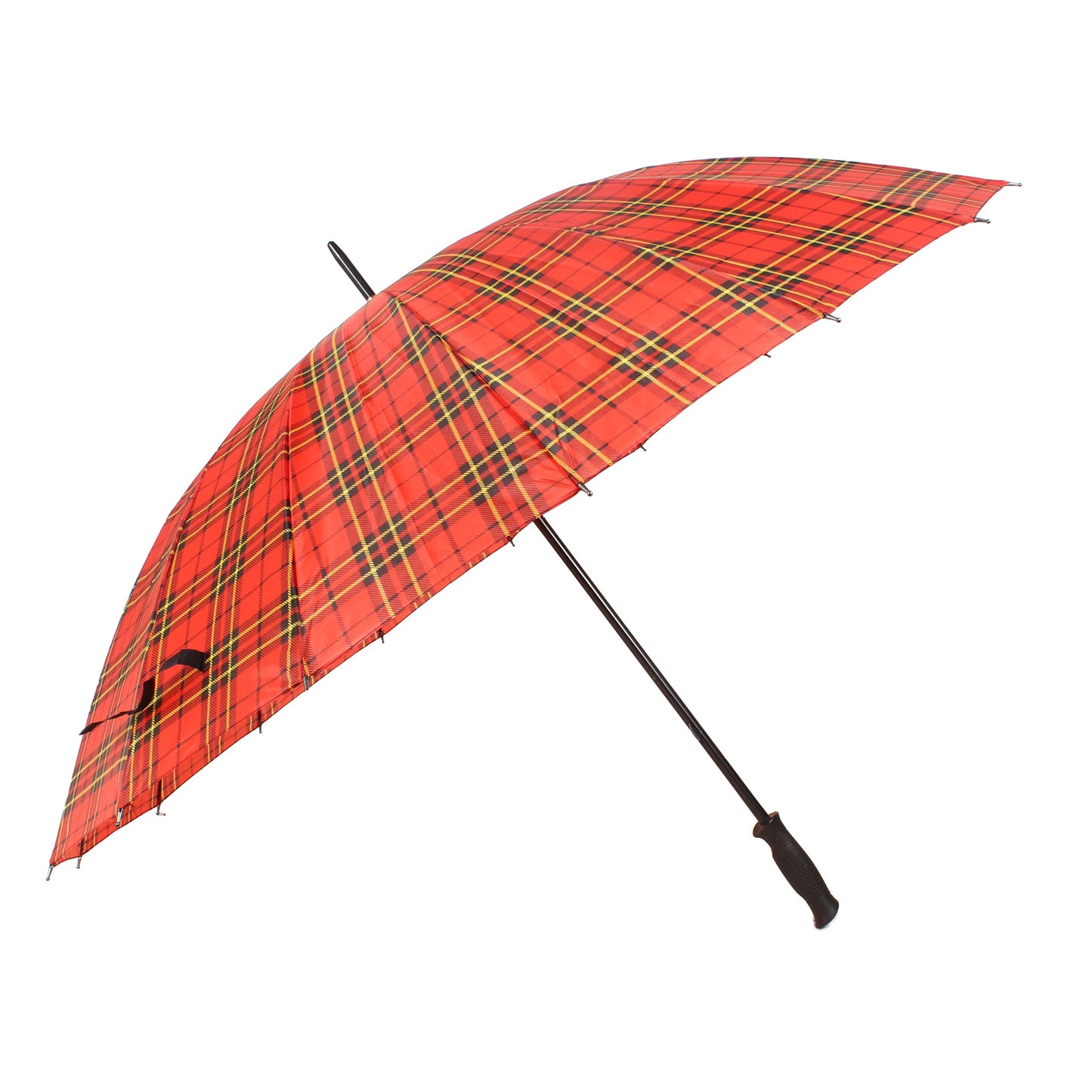 THE CLOWNFISH Umbrella Single Fold Manual Open Waterproof Polyester Umbrellas For Men and Women (Checks Design- Orange)