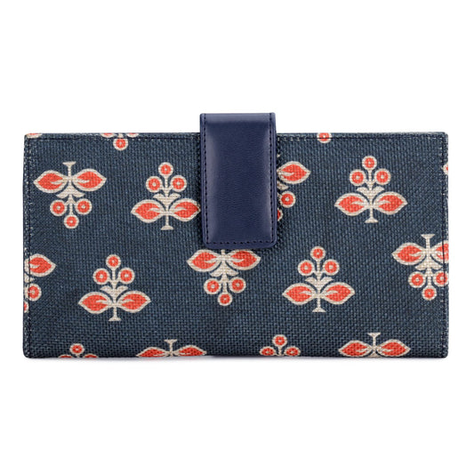 THE CLOWNFISH Orlanda Collection Printed Handicraft Fabric Womens Wallet Clutch Ladies Purse with Multiple Card holders (Dark Green)