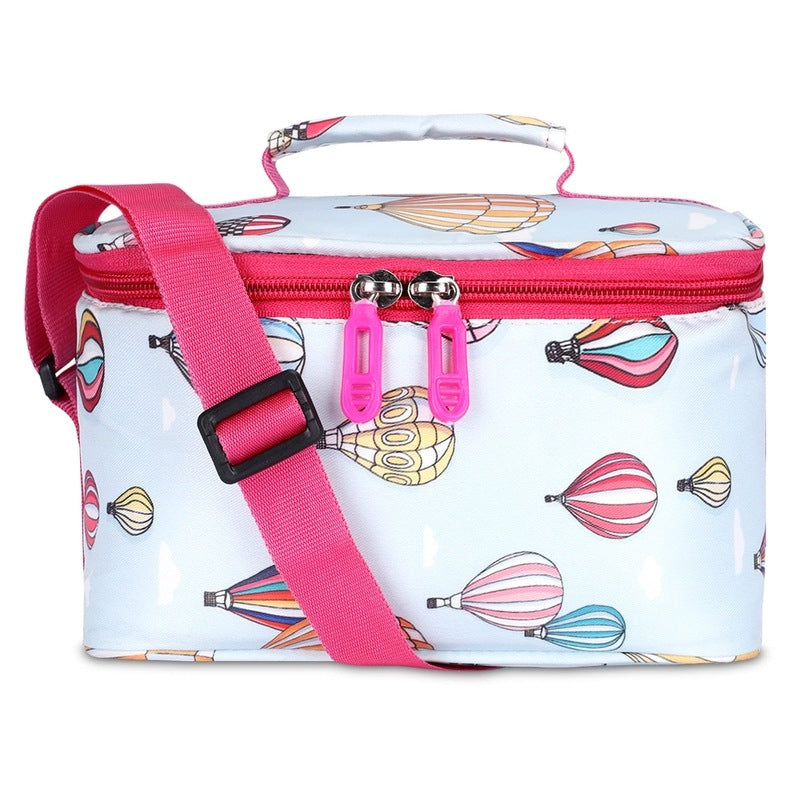 THE CLOWNFISH Snack Attack Series Polyester Printed Tiffin Carry Bag Lunch Bag Lunch Box Carrier Bag for School Picnic Travel Food Storage Bag (Sky Blue)