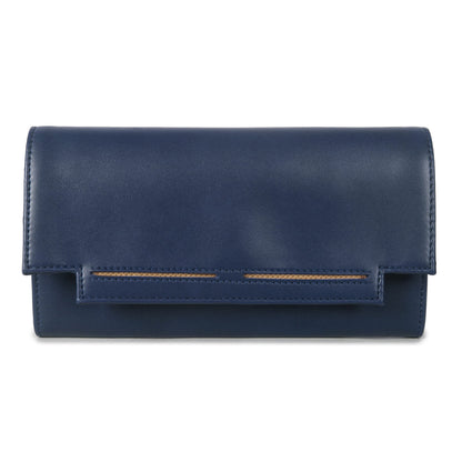 THE CLOWNFISH Laura Collection Womens Wallet Clutch Ladies Purse with multiple card slots (Navy Blue)