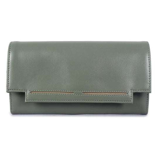 THE CLOWNFISH Laura Collection Womens Wallet Clutch Ladies Purse with multiple card slots (Olive Green)