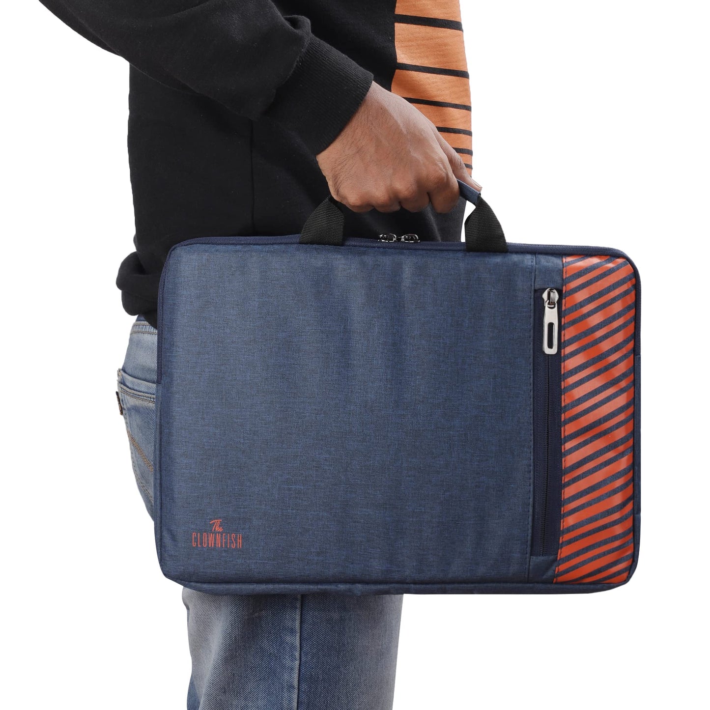 THE CLOWNFISH Rex Series Polyester Unisex 14 Inch Laptop Bag Tablet Case With Comfortable Carry Handle (Blue)