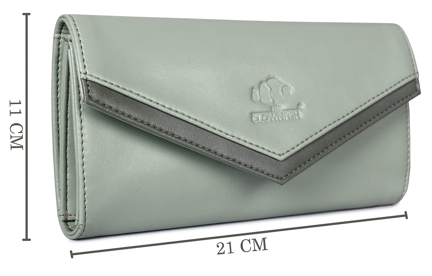 THE CLOWNFISH Lucia Collection Womens Wallet Clutch Ladies Purse with multiple card slots (Pistachio Green)