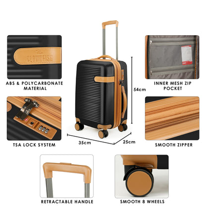 THE CLOWNFISH Kenzo Series Expandable Luggage ABS & Polycarbonate Exterior Hard Case Suitcase Eight Wheel Trolley Bag with TSA Lock- Champagne (Medium size, 63 cm-25 inch)
