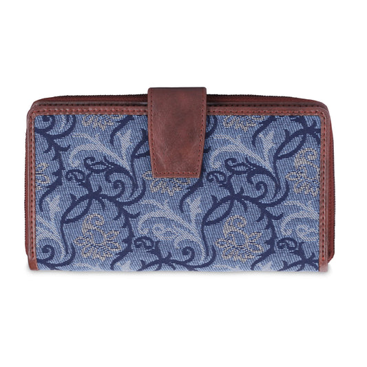 THE CLOWNFISH Filipia Ladies Wallet Womens Wrist Clutch Purse (Blue- Floral)