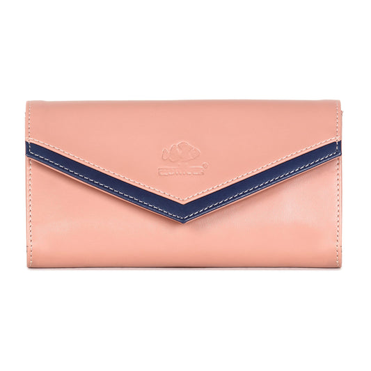 THE CLOWNFISH Lucia Collection Womens Wallet Clutch Ladies Purse with multiple card slots (Peach)