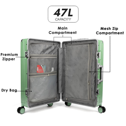 THE CLOWNFISH Stark Series Luggage PolyCarbonate Hard Case Suitcase Eight Wheel Trolley Bag with Double TSA Locks- Pistachio Green (Small size, 57 cm-22 inch)