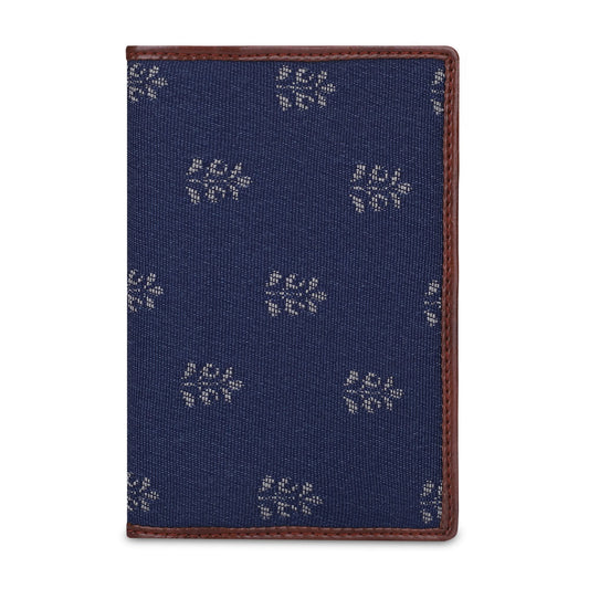 THE CLOWNFISH Glamour Fold Series Tapestry Fabric & Faux Leather Unisex Passport Wallet Travel Document Organizer (Denim Blue)