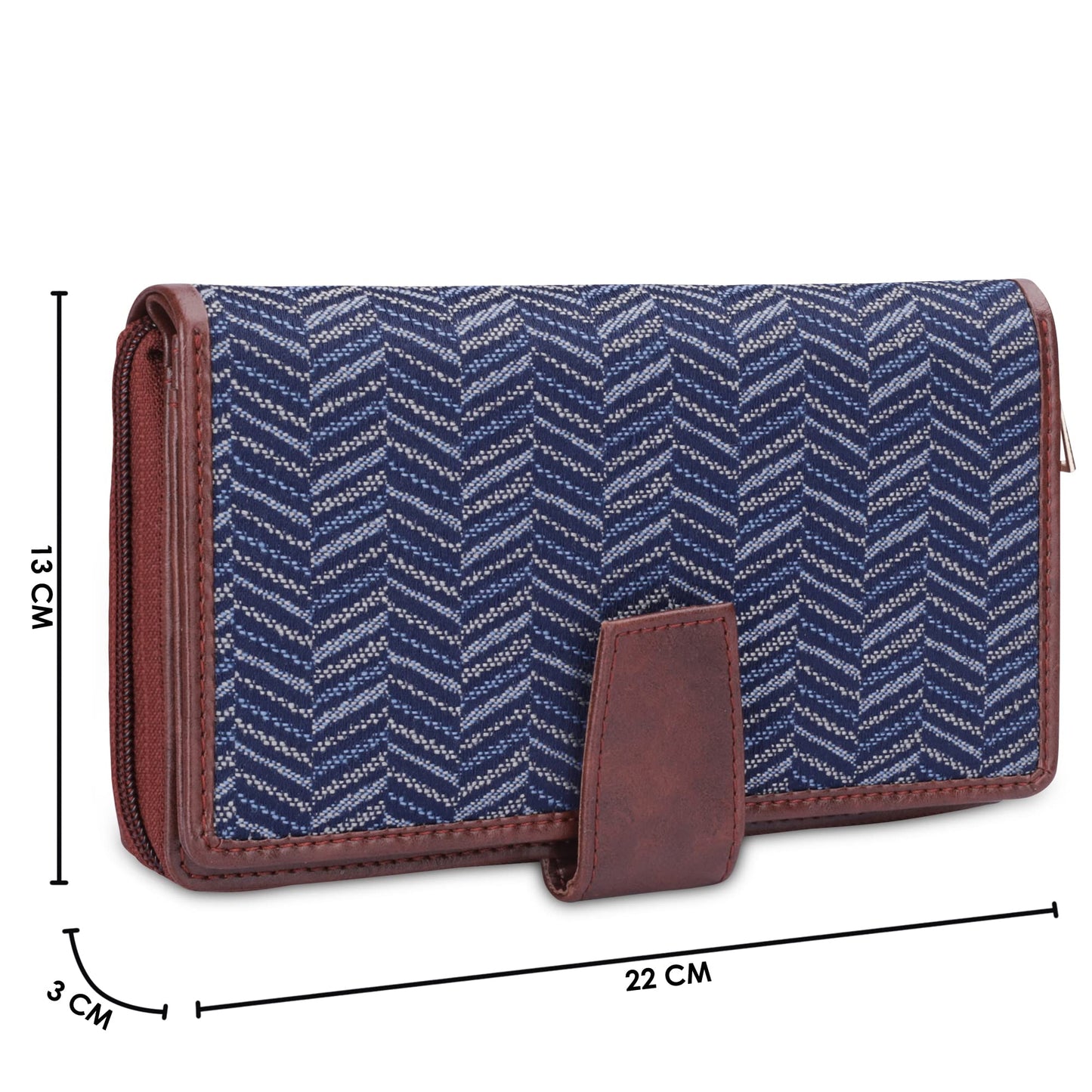 THE CLOWNFISH Filipia Ladies wallet Womens Wrist Clutch Purse (Blue-Stripes)