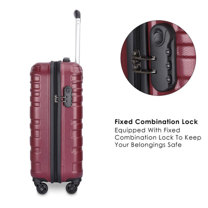 THE CLOWNFISH ABS Arsenio Series Luggage Abs Hard Case Suitcase Four Wheel 4 Spinner Wheels Trolley Bag - Maroon (55 Cm, 22 Inch), Small