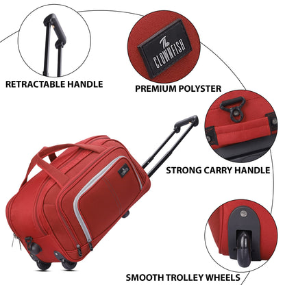 The Clownfish Ricardo 48 liters Polyester Travel Duffle Trolley Bag Duffel Bag with Wheels (Red)