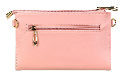 THE CLOWNFISH Priscilla Collection Womens Wallet Clutch Sling Bag Ladies Purse with Multiple Card holders (Pink)