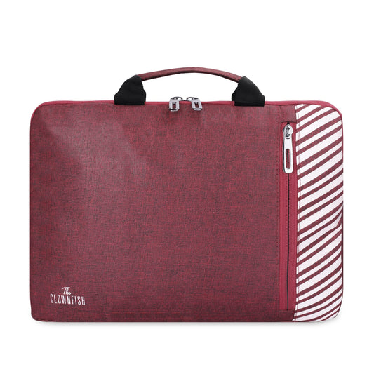 THE CLOWNFISH Rex Series Polyester Unisex 13 Inch Laptop Bag Tablet Case With Comfortable Carry Handles (Maroon)