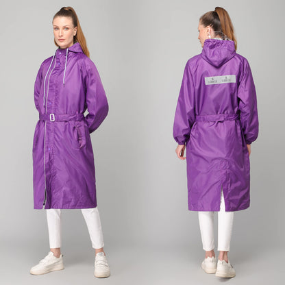 THE CLOWNFISH Indus Series Women's Waterproof PVC Raincoat/Longcoat with Adjustable Hood- With Storage Bag (Yellow, XXXL)