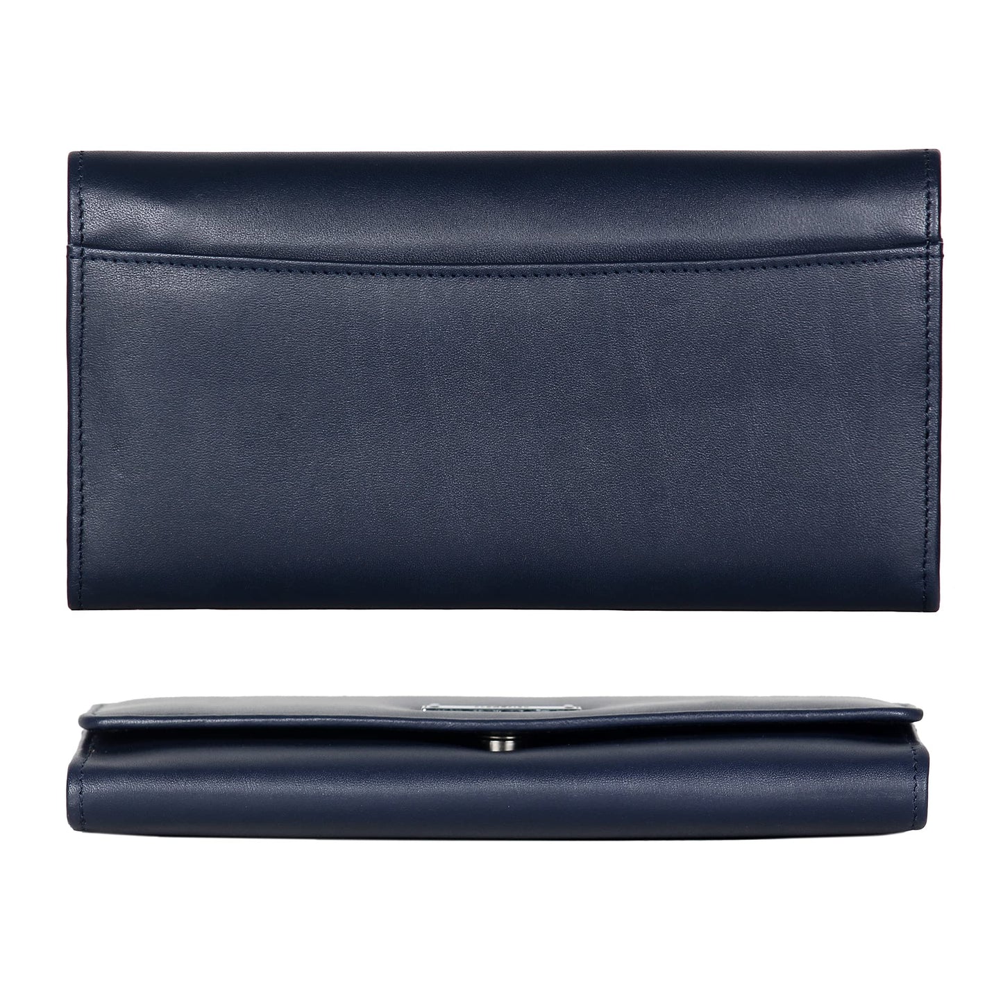 THE CLOWNFISH Zia Genuine Leather Bi-Fold Zip Around Wallet for Women with Multiple Card Slots & Coin Pocket (Navy Blue)