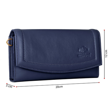 THE CLOWNFISH Trixie Ladies wallet Purse Sling bag with Shoulder Belt (Navy Blue)