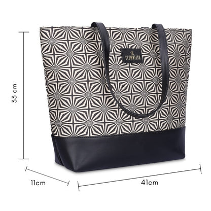 THE CLOWNFISH Valentine Printed Handicraft Fabric & Faux Leather Handbag for Women Office Bag Ladies Shoulder Bag Tote for Women College Girls (Multicolour-Mandala Art)