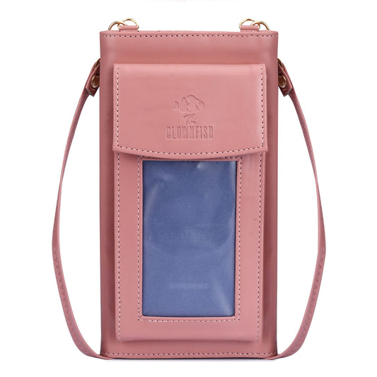 THE CLOWNFISH Winslet Ladies Wallet Womens Sling Bag with Transparent Front Mobile Pocket (Pink)