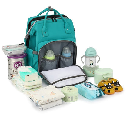 CoolBELL Kiddos Multifunctional Diaper Bag/Backpack/Nappy Bag/Handbag cum Maternity Bag with Expandable Compartment Bottle Organizer & Tissues dispensing pocket for Moms during Travel (Green)