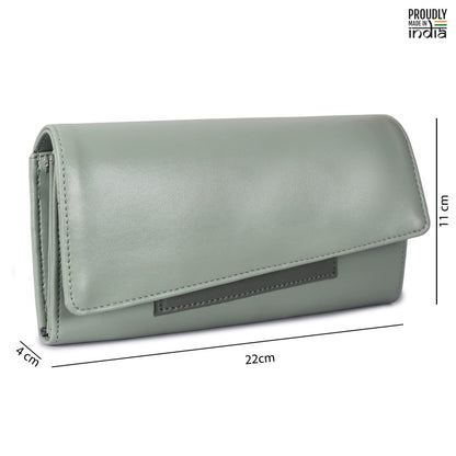 THE CLOWNFISH Gracy Collection Womens Wallet Clutch Ladies Purse with multiple card slots (Pistachio Green)