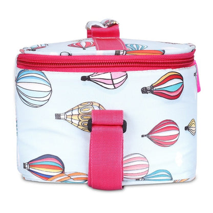 THE CLOWNFISH Snack Attack Series Polyester Printed Tiffin Carry Bag Lunch Bag Lunch Box Carrier Bag for School Picnic Travel Food Storage Bag (Sky Blue)