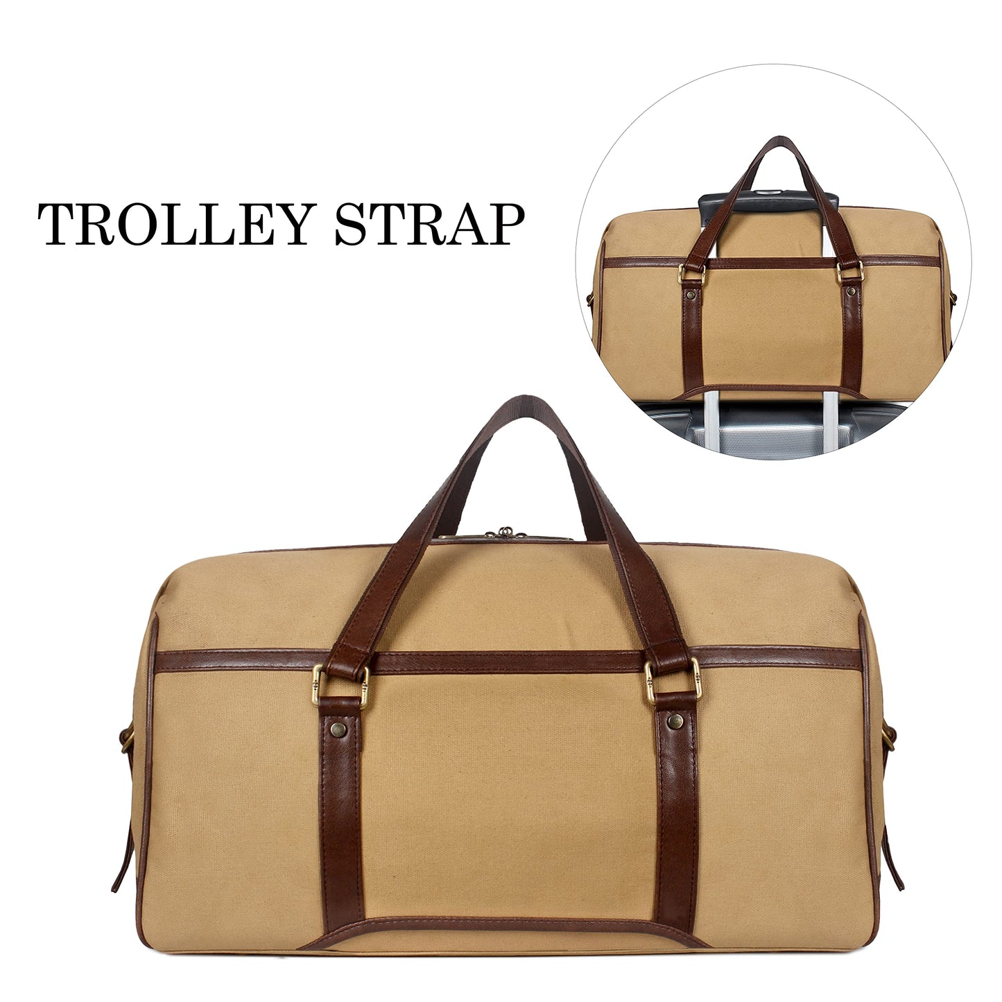 The Clownfish Mellyn 37 litres Canvas with Faux Leather Unisex Travel Duffle Bag (Yellow ochre)