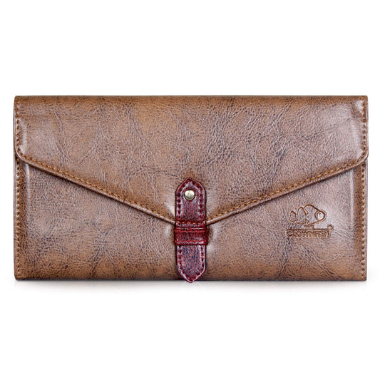 THE CLOWNFISH Victoria ladies wallet/purse/clutch (Light Brown)