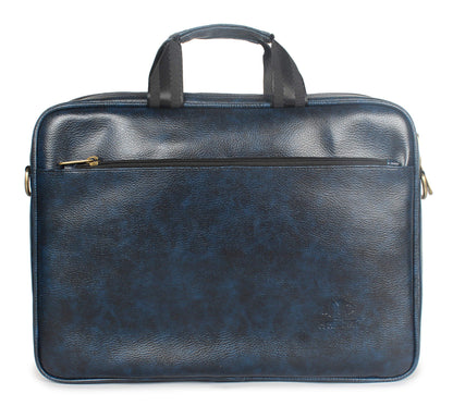 THE CLOWNFISH Zeus Faux Leather 14 inch Laptop Messenger Bag Briefcase (Blue)