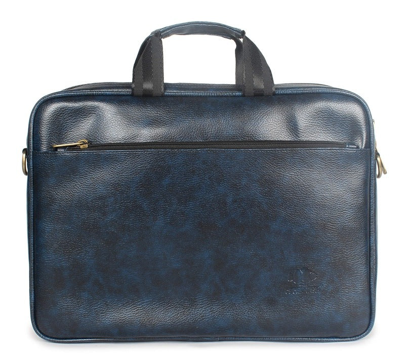 THE CLOWNFISH Zeus Faux Leather 15.6 inch Laptop Messenger Bag Briefcase (Blue)