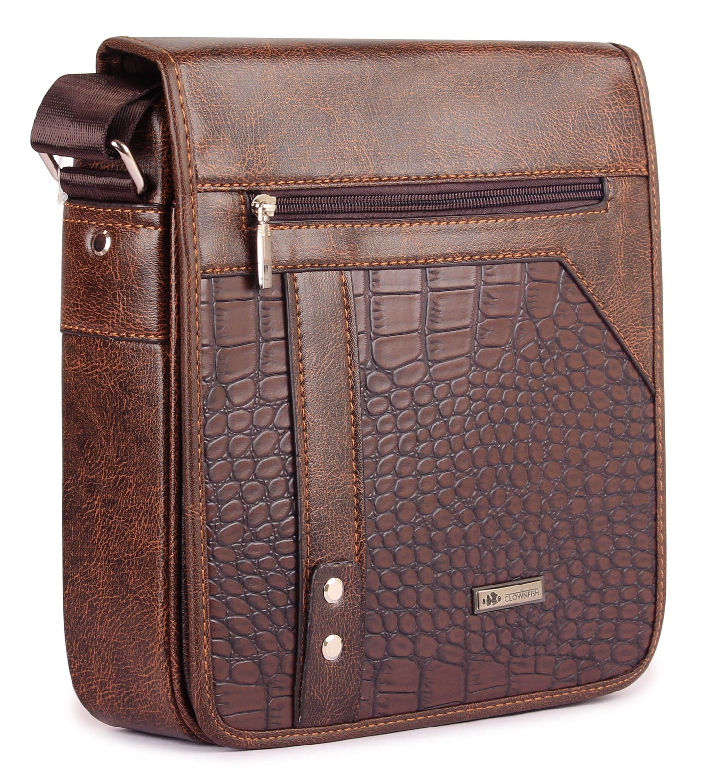 THE CLOWNFISH Enticer Series Synthetic 22 cms Hickory Messenger Bag