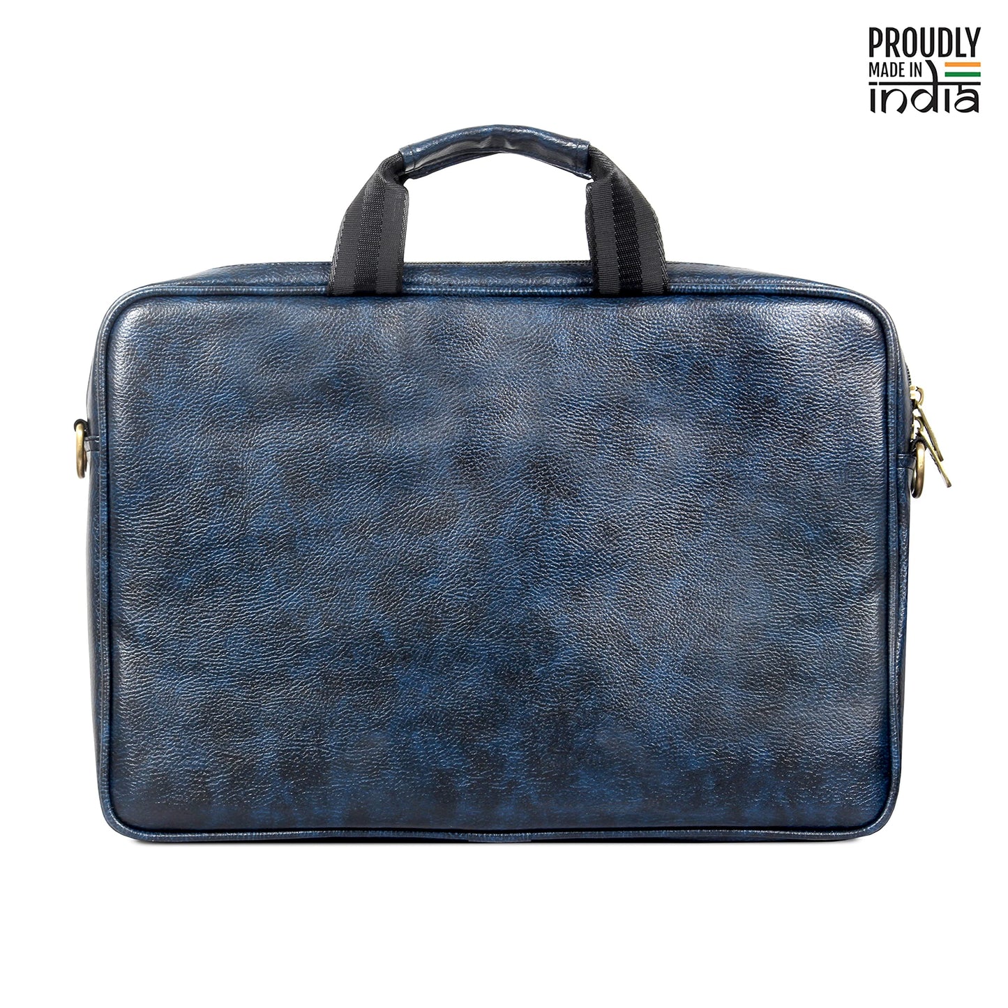 THE CLOWNFISH Unisex-Adult Divine Faux Leather 15.6 Inch Laptop Messenger Bag Briefcase (Blue)