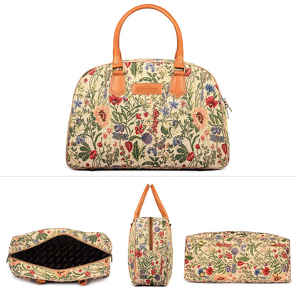 The Clownfish Flora Tapestry Fabric 27 L Women's Duffle Bag (Flax)