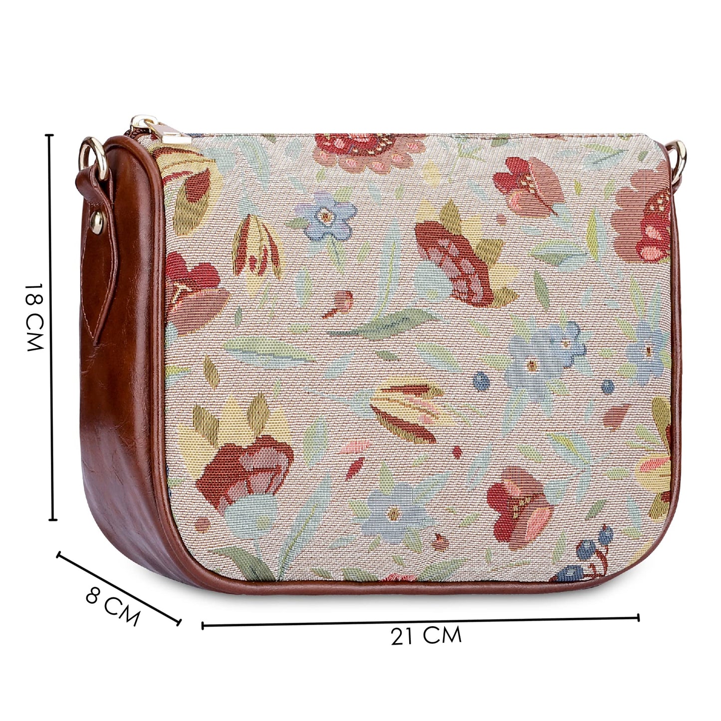 THE CLOWNFISH Garnet Series Tapestry Fabric Crossbody Sling Bag for Women Ladies Single Shoulder Bag Shoulder Belt (Sky Blue-Floral)