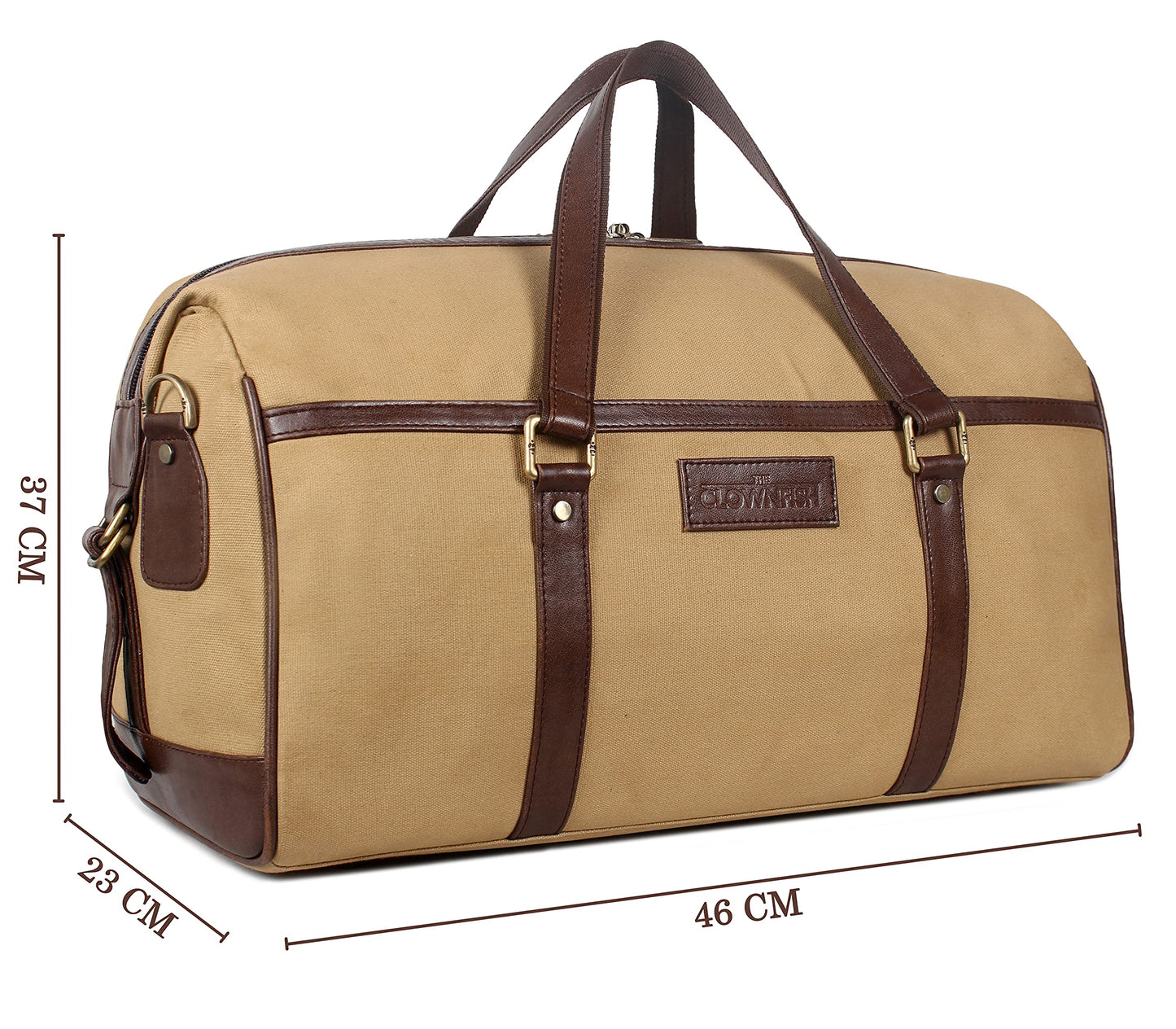 The Clownfish Mellyn 37 litres Canvas with Faux Leather Unisex Travel Duffle Bag (Yellow ochre)