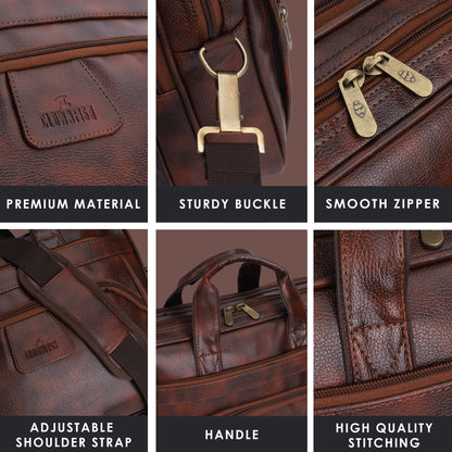 THE CLOWNFISH Unisex-Adult 11 Litre Faux Leather 15.6 Inch Laptop Messenger Bag Briefcase (Tan)