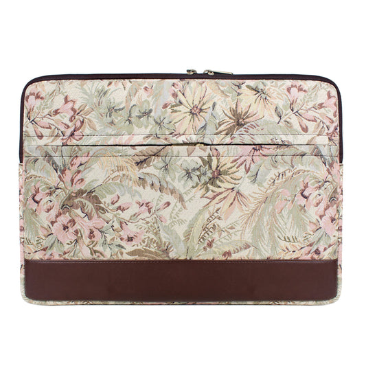 THE CLOWNFISH Python Faux Leather With Tapestry Fabric Unisex 17 Inch Tablet Case Laptop Bag (Beige)