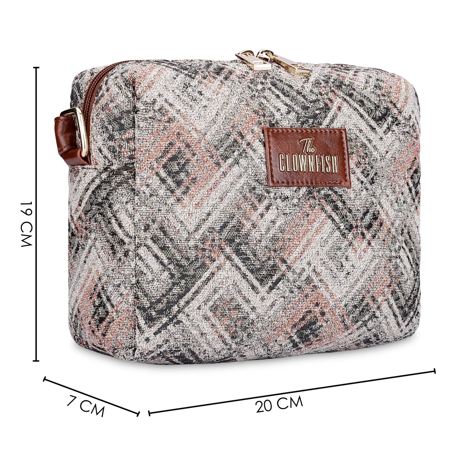 THE CLOWNFISH Adelina Series Sling for Women Faux Leather Casual Ladies Single Shoulder Bag For Women Crossbody Bag for College Girls (White-Checks)