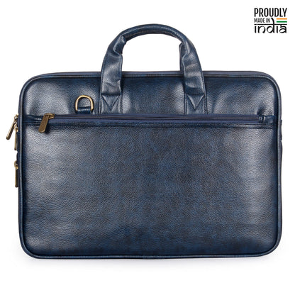 THE CLOWNFISH Cadmus Faux Leather Slim Expandable 12 inch Laptop Messenger Bag Laptop Briefcase (Blue)