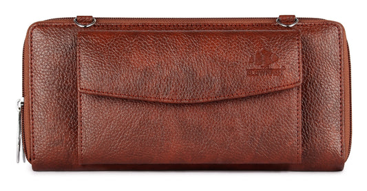 THE CLOWNFISH Faux Leather Women's Wallet with Multiple Card Slots & Front Mobile Pocket (Rust)