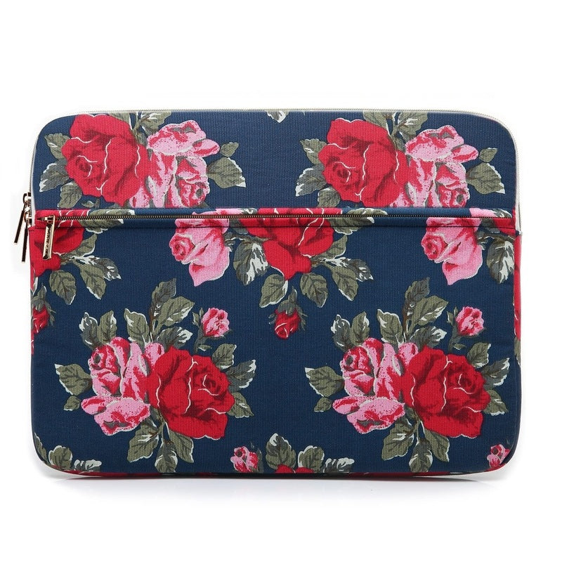 CoolBELL Flower Design Unisex Water Resistant Polyester 11.6 inch Laptop Sleeve Tablet Bag Sleeve (Navy Blue)