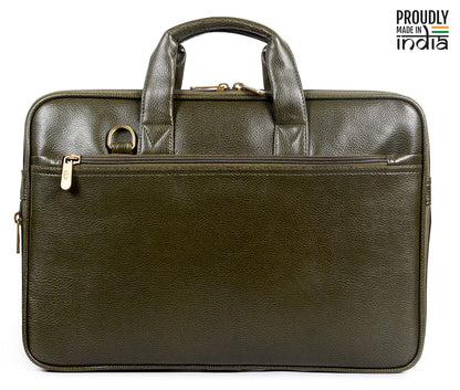 THE CLOWNFISH Cadmus Faux Leather Slim Expandable 15.6 inch Laptop Messenger Bag Laptop Briefcase (Green)