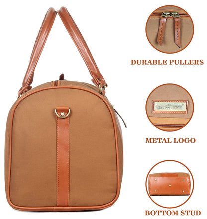 The Clownfish Concordia 24 litres Canvas Stylish & Spacious Weekender Duffle Bag, Gym Bag (Khaki)