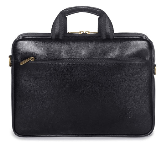 THE CLOWNFISH Zeus Faux Leather 14 inch Laptop Messenger Bag Briefcase (Black)