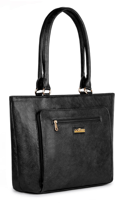 THE CLOWNFISH Vegan Leather Womens Handbag | Office Bag | | Ladies handbag |Black