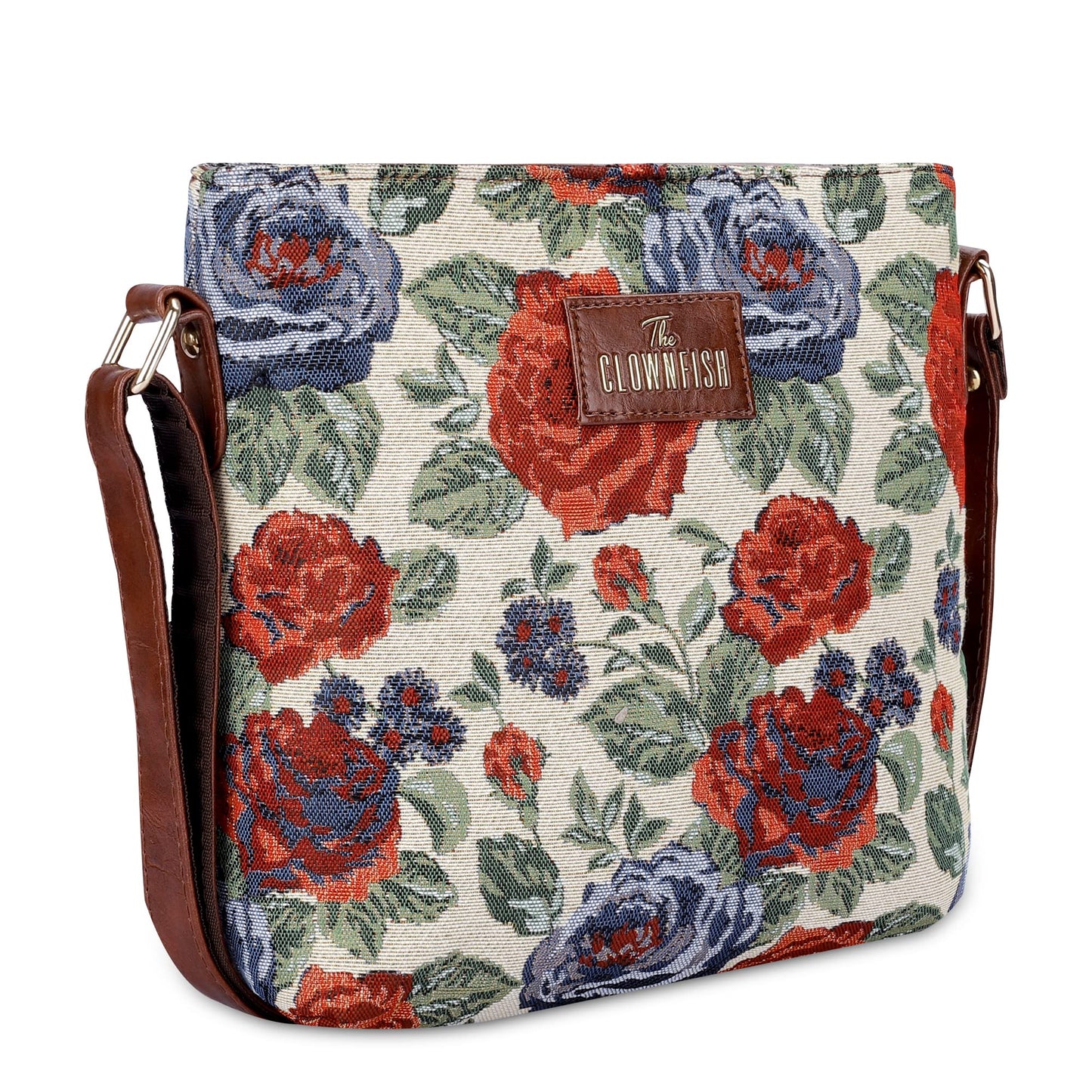 THE CLOWNFISH Linda Series Sling for Women Casual Ladies Single Shoulder Bag For Women Crossbody Bag for College Girls (Red-Floral)